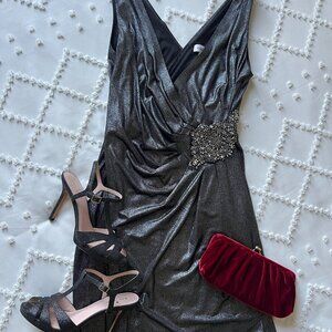 Calvin Klein Cocktail dress silver & black with embellishment Size 8